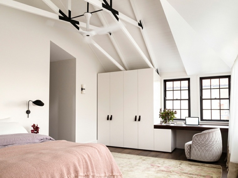 modernus namų interjero dizainas miegamasis biuro medžio darbo spintelė baltos medienos dizainas luigi rosselli architektai sydney australia