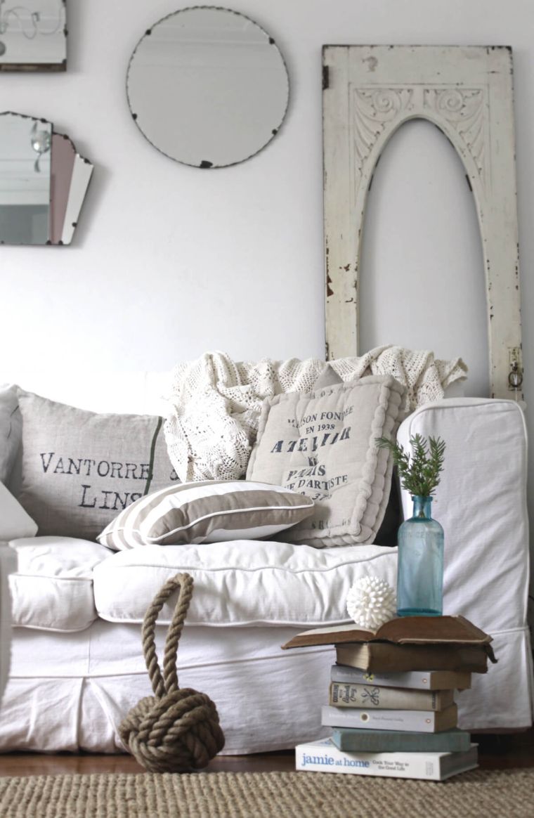 shabby chic zidna dekoracija dnevne sobe