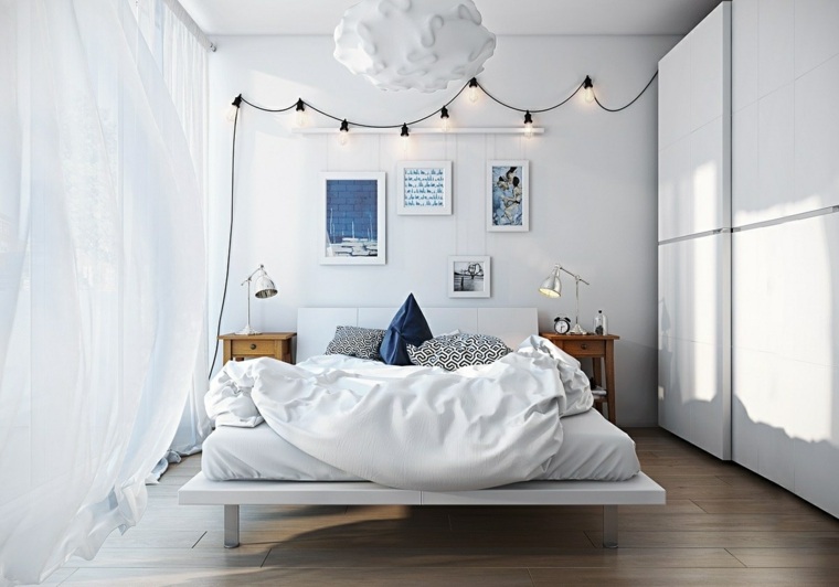 Skandinaviško interjero lengvos girliandos lovos pagalvėlės moderniai madingos