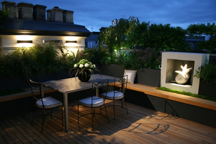 terasz tető városi kert világítási ötletek