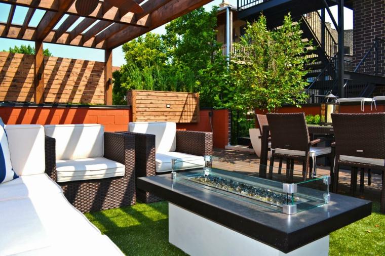 terasz ötlet nappali kert tető modern kandallók