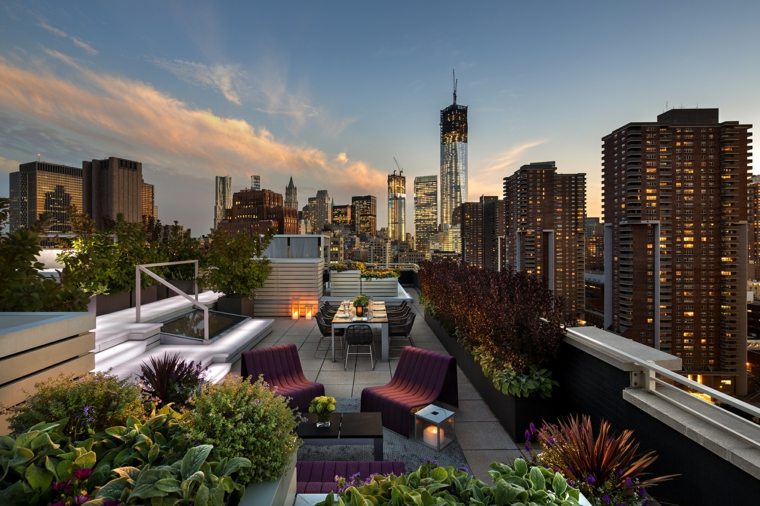 teraszok modern városi kerti tetőn