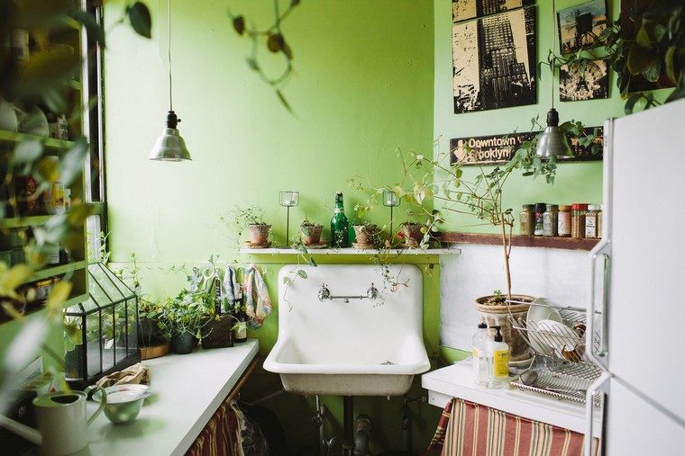 decorazione della cucina piante vasi interni idea sospensione originale