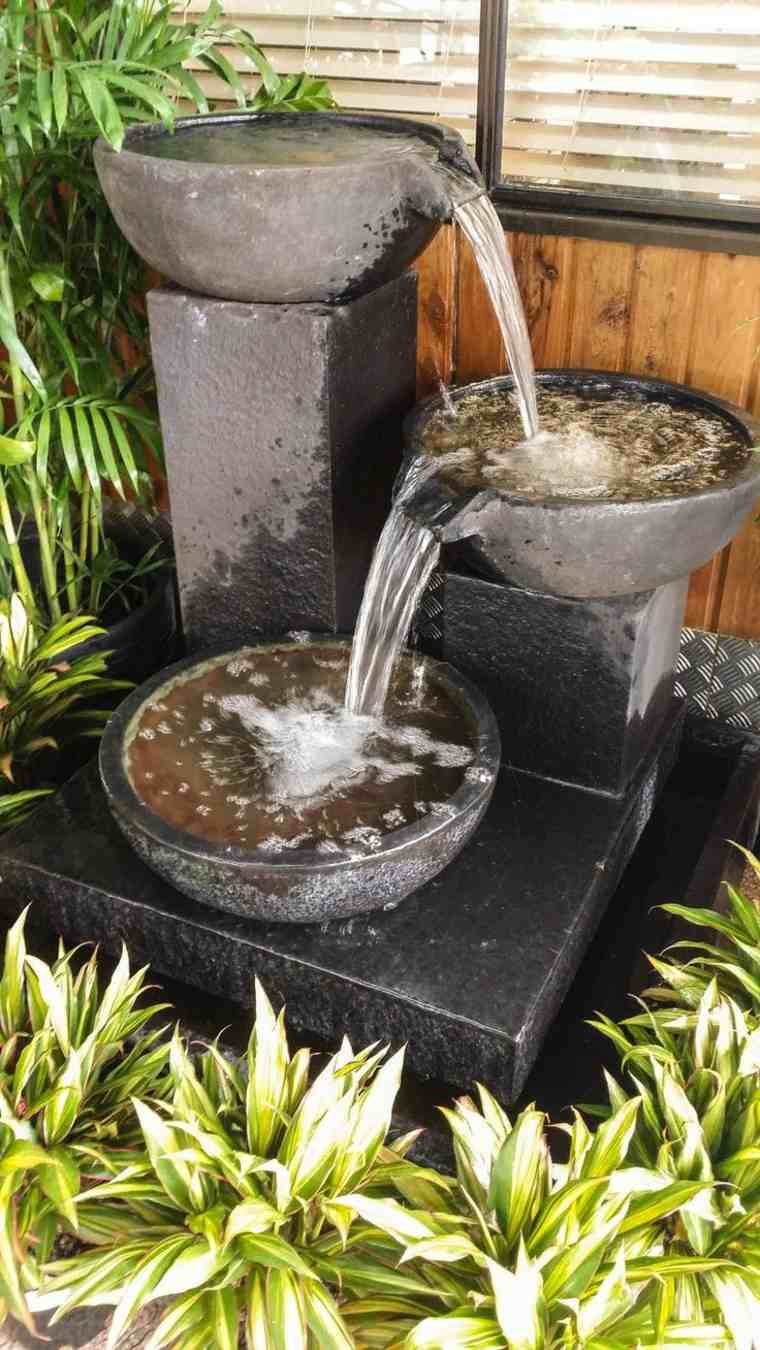 víz kertek tervezési ötlet szökőkút deco kő design növények