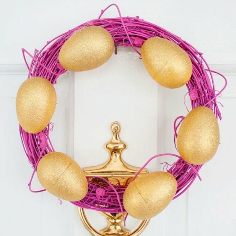 2018年イースターデーwreath-rose-golden-eggs