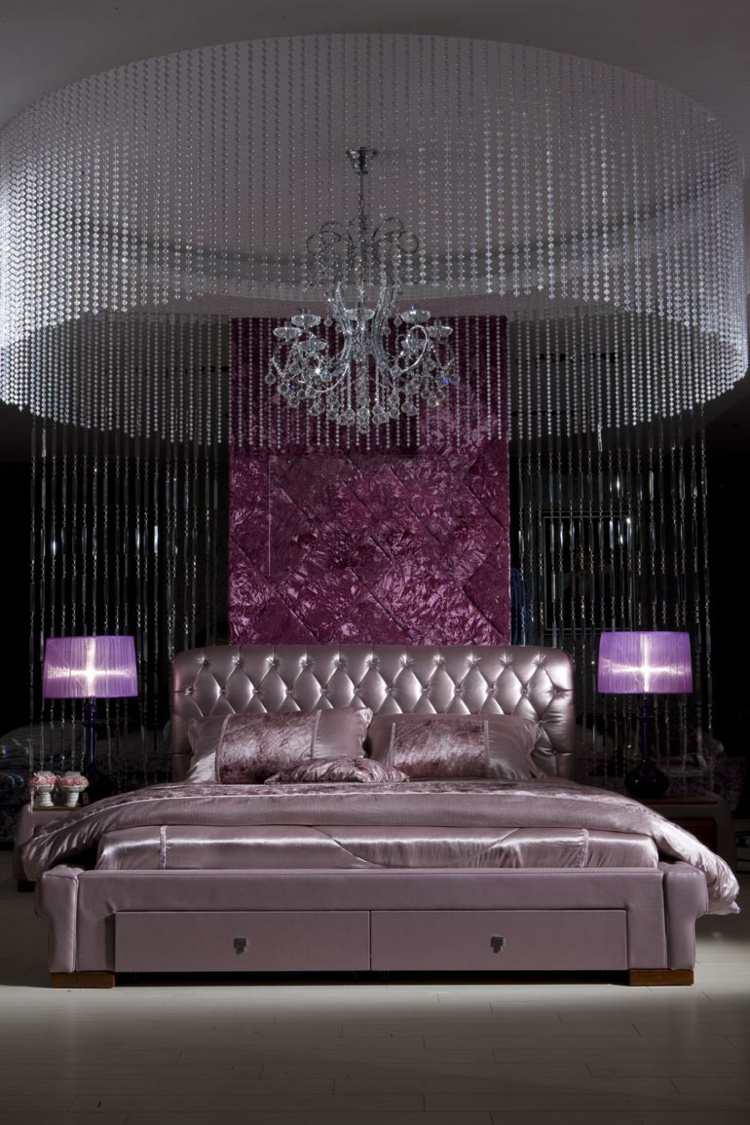 luksuzna spavaća soba ljubičaste boje