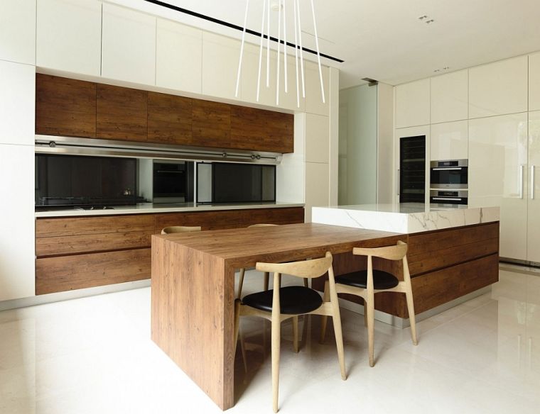 cucina-legno-grezzo-marmo-angolo-pranzo-mobili-bianco-design-moderno