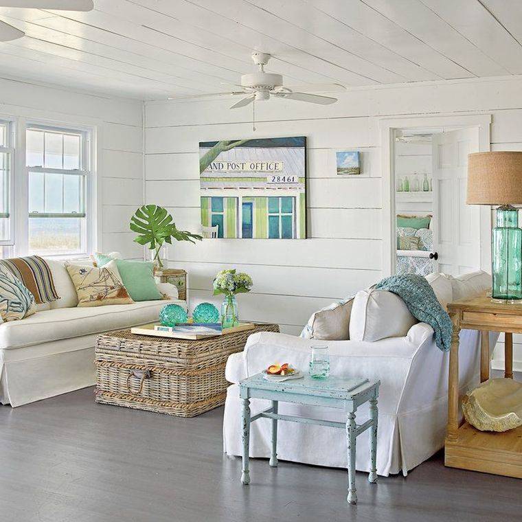 tengerparti dekor nappali-modern-kék-fehér-minimalista