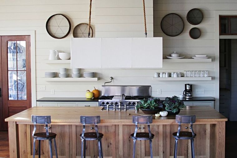 nautical-deco-modern-kitchen-island-wood-floats-blue-chair