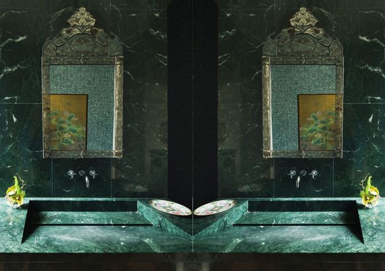 zöld márvány fürdőszobai dekorációs ötletek