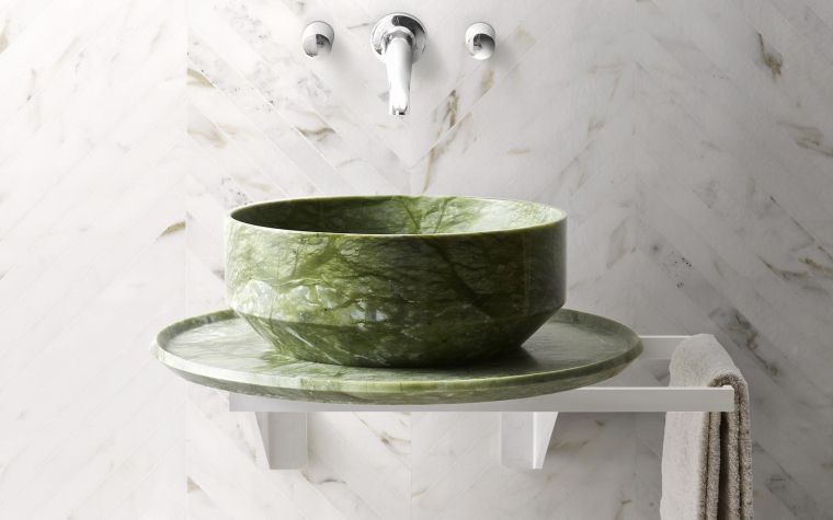 zöld márvány fürdőszoba mosdó deco