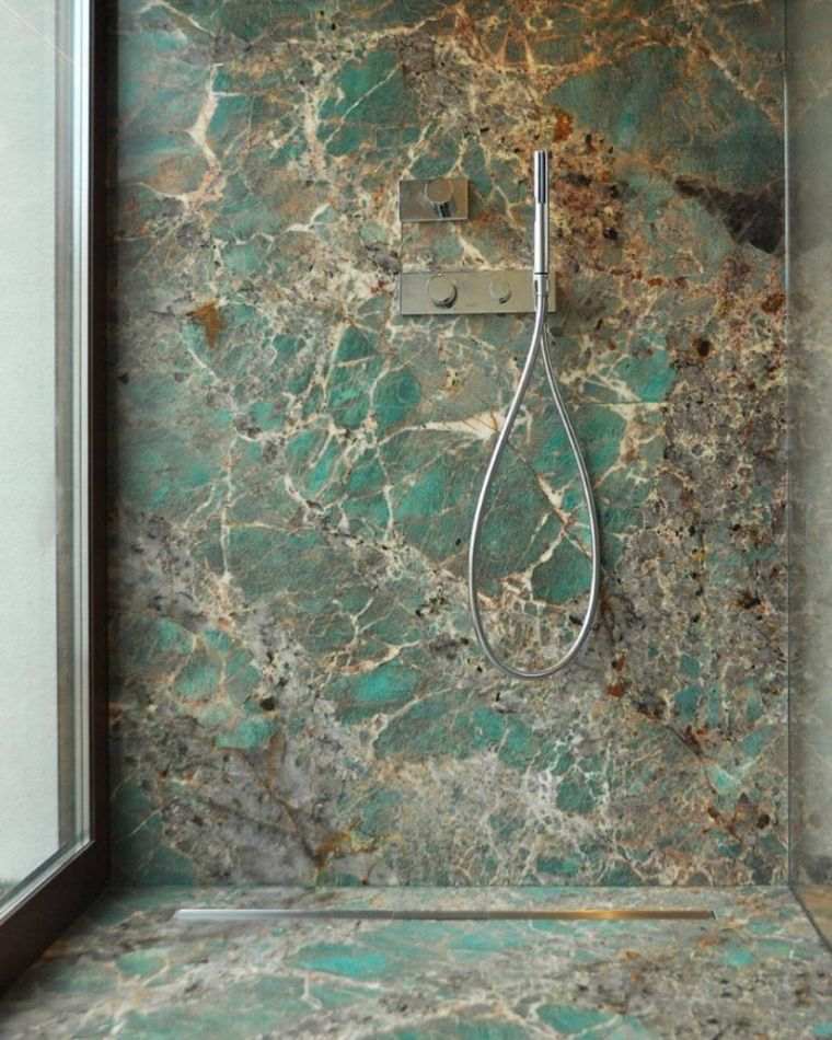 Zöld márvány fürdőszoba dekor zuhanykabin