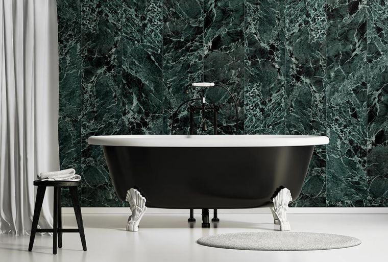 zöld márvány fürdőszoba dekoráció