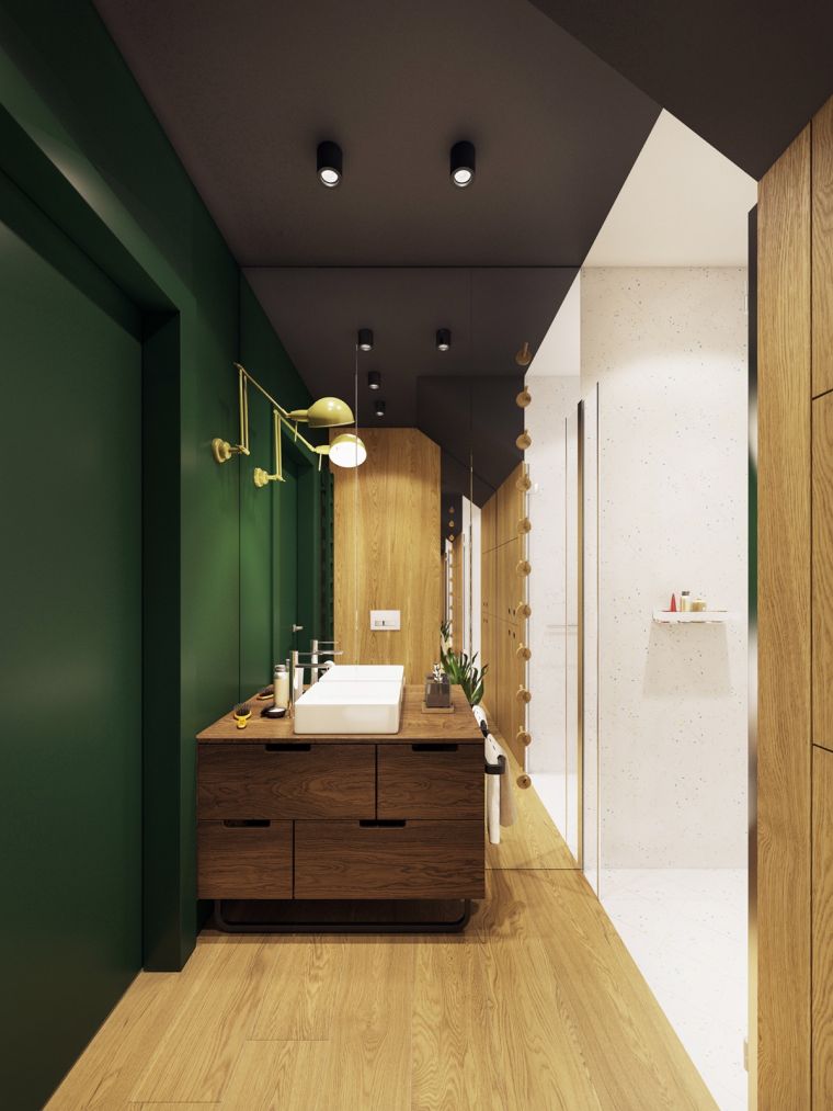 zidno slikarstvo-kupaonica-zeleno-i-drvo