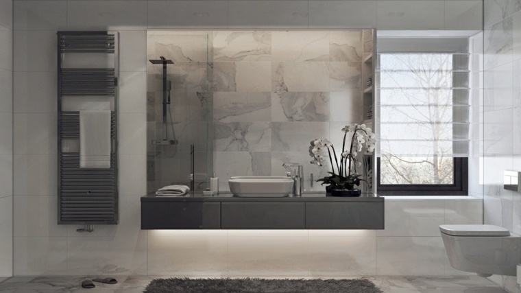 Semleges színű lakberendezési fürdőszoba márvány