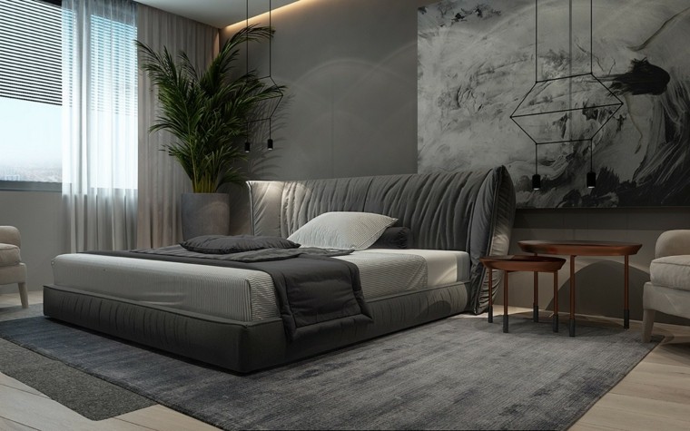 grigio nero bianco idee di decorazione camera da letto matrimoniale moderna