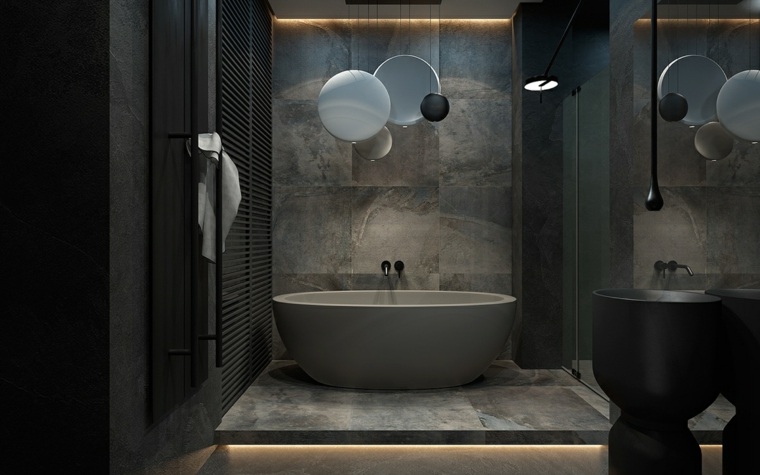 Idee per il rivestimento del bagno in marmo grigio