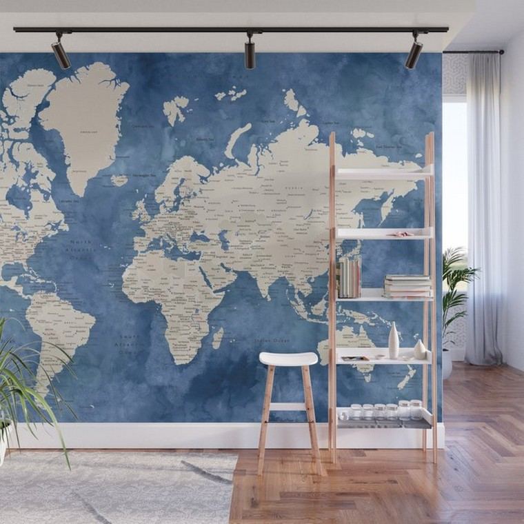 mappa del mondo per la decorazione del soggiorno