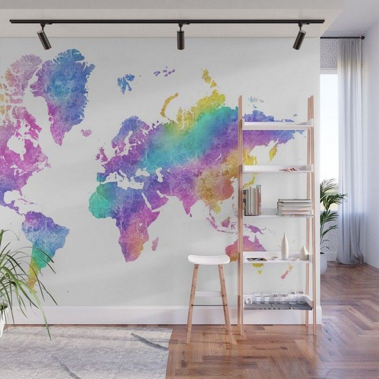居間の装飾のための世界地図