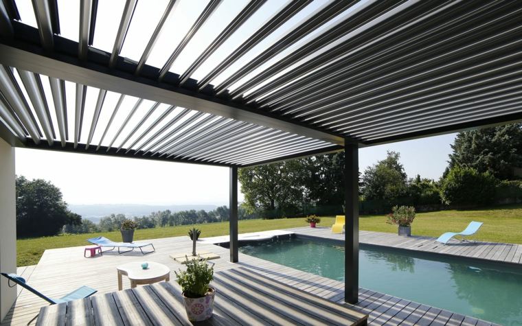 pergola dizaino biossun išorė moderni