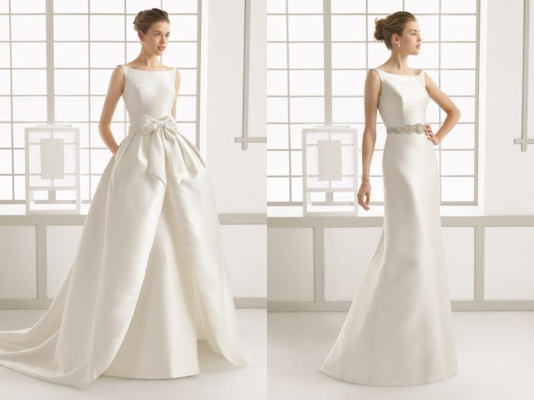 konvertuojama ilga balta vestuvinė suknelė
