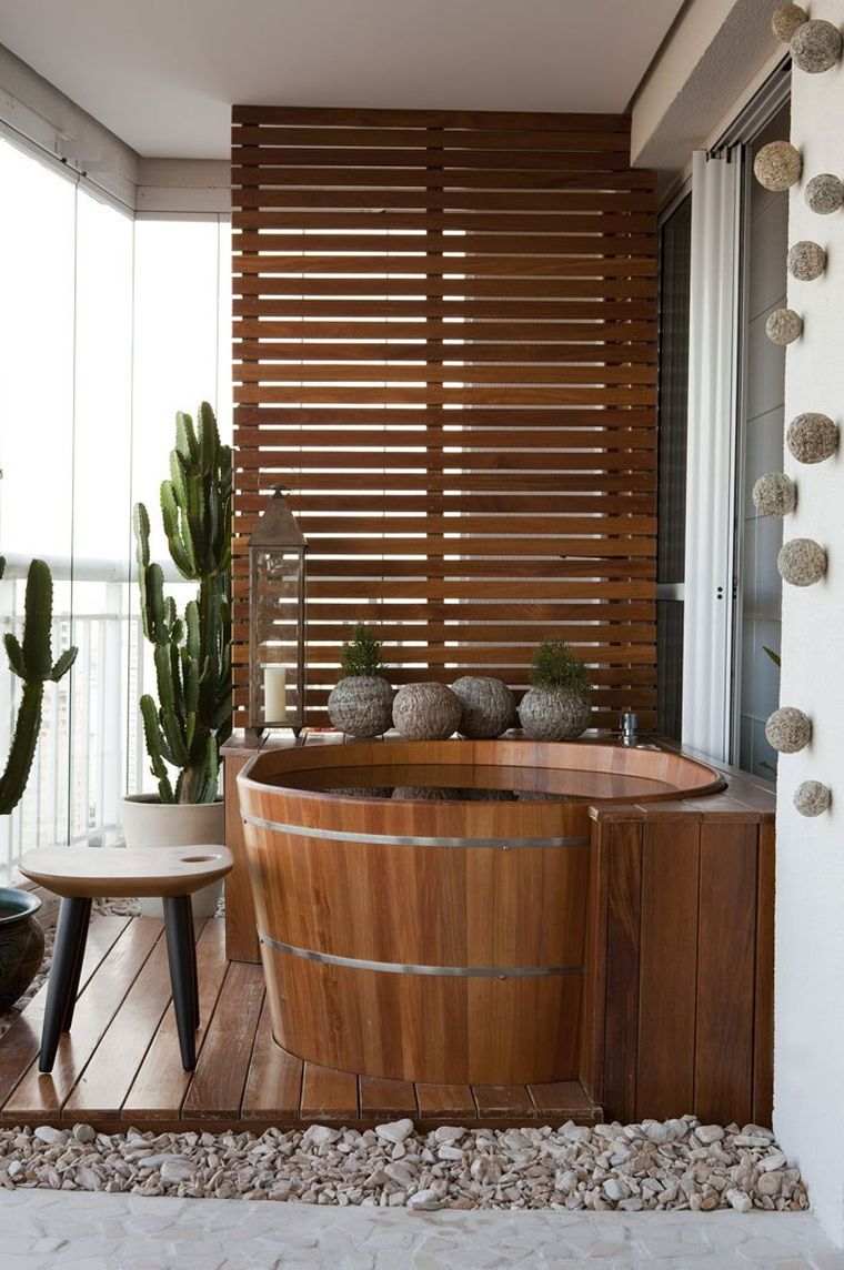 Drvena dekoracija kupaonice za kadu dizajn ofuro