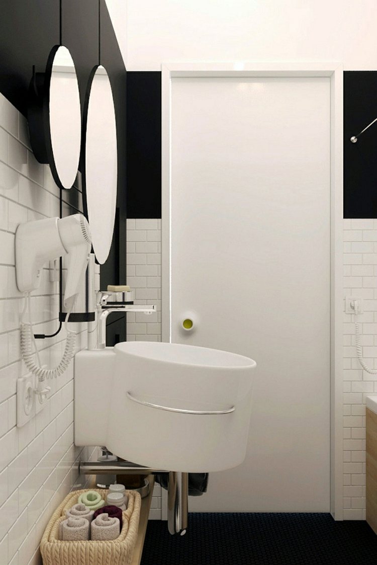 fekete -fehér fürdőszoba kialakítás