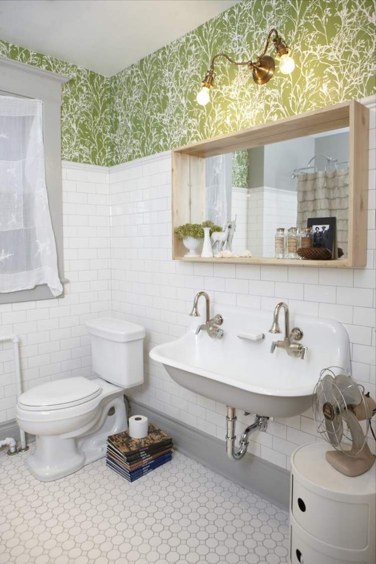 retro stílusú fehér fürdőszoba