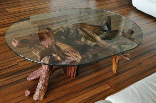 fából készült deco dohányzóasztal