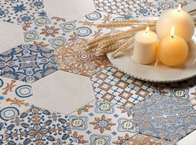 piastrelle mosaico esagonale rivestimento bagno idee design italiano