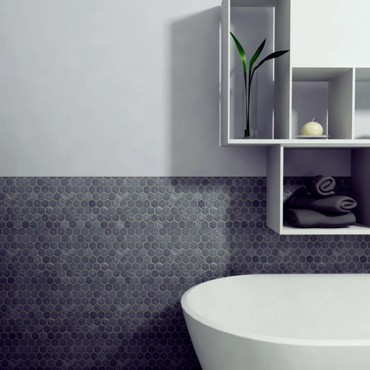 idee per piastrelle da parete nere piccolo bagno moderno