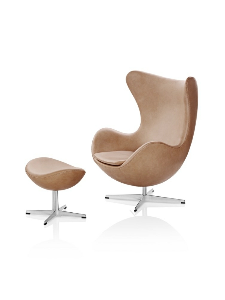 uovo sedia design moderno poggiapiedi in pelle jacobsen design danese