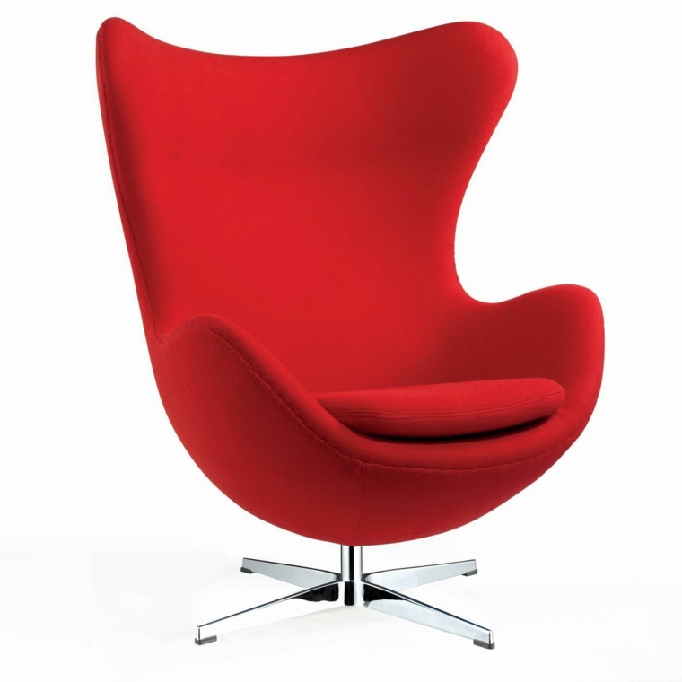 design moderno della sedia a uovo jacobsen rosso