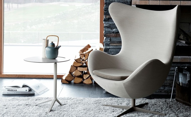 Jacobsen design poltrona bianca sedia a uovo tappetino bianco