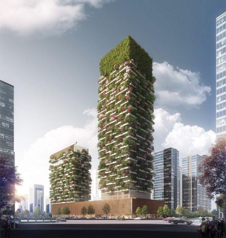 垂直の森-中国-緑-壁-デコ-建物-プロジェクト
