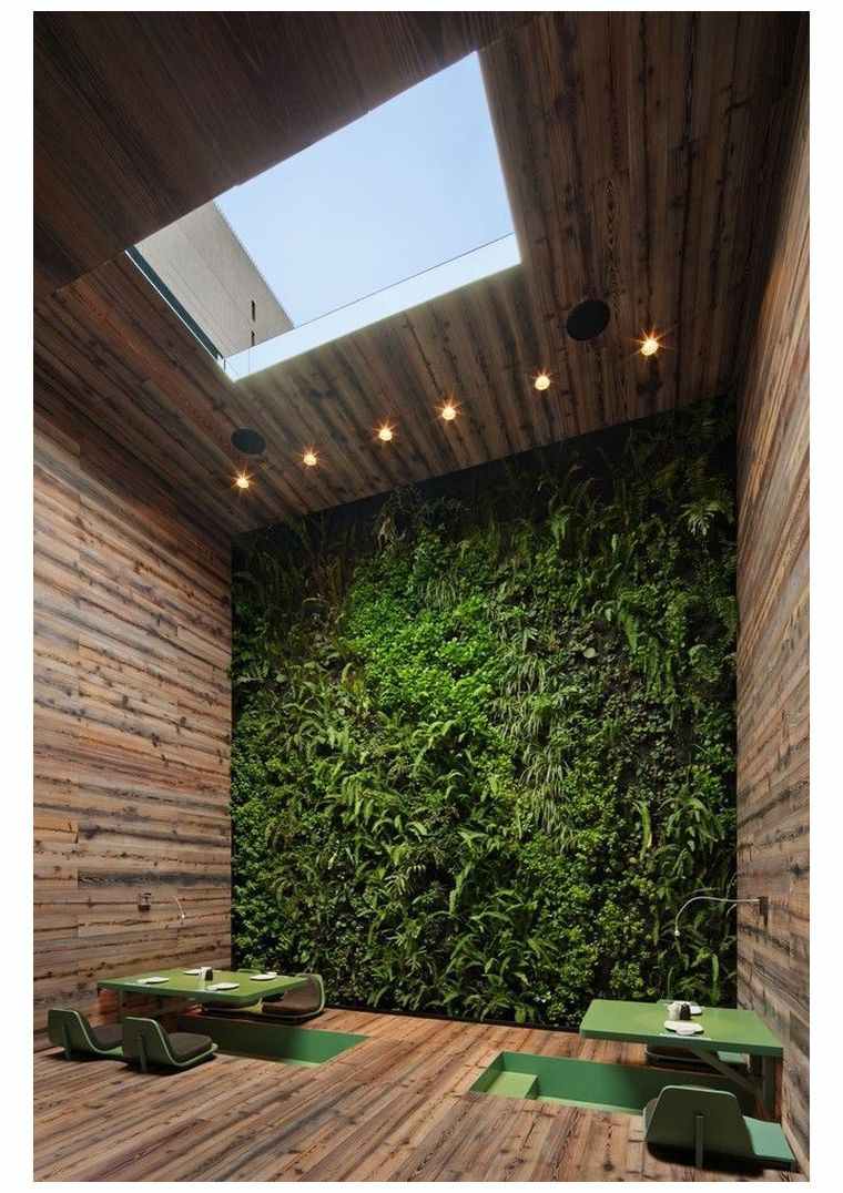 緑の壁deco-nature-wall-covering-wood-cafe
