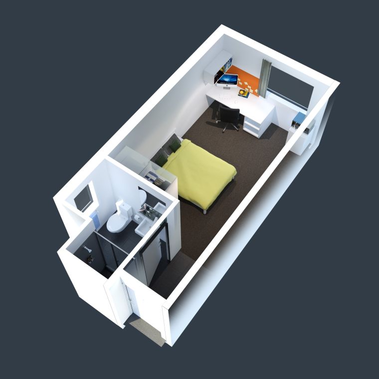 stúdió apartman terv-modell-3d