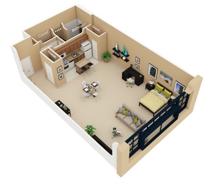 idee-deco-studio-plan-3d-arhitektura