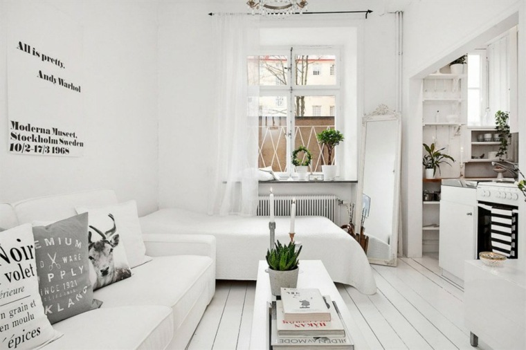 Studio in stile scandinavo tutto in bianco