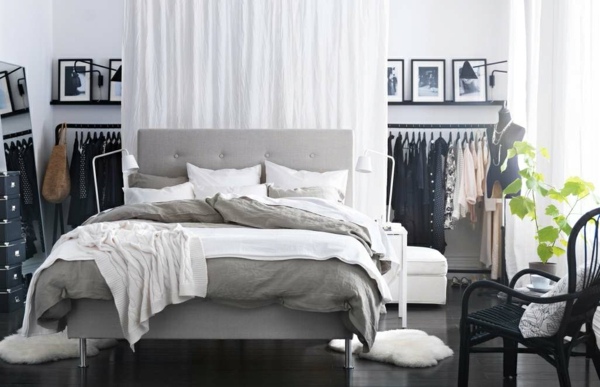 siva boja veliki krevet udobna spavaća soba