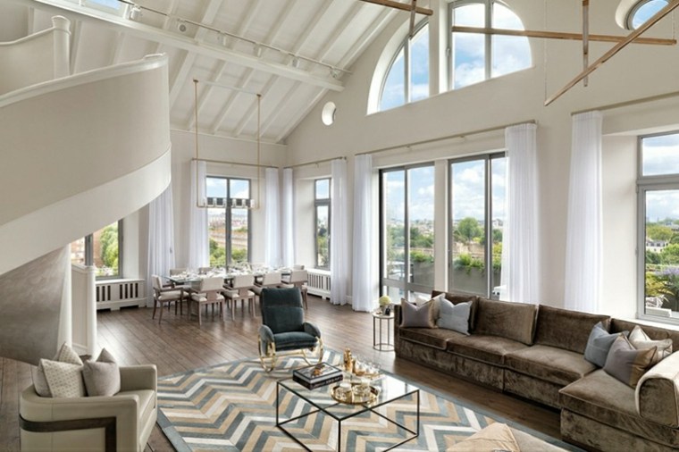 prabangūs mansarda london svetainė sofa dizainas brangus modernus