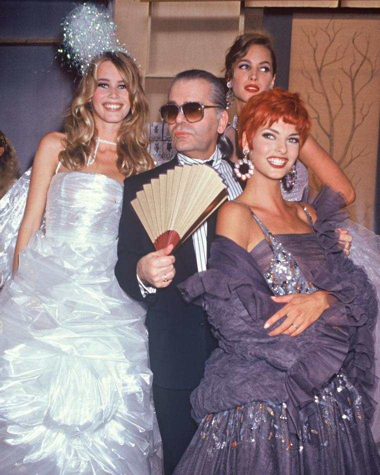 linda evangelista claudia schiffer christy turlington Karl Lagerfeld