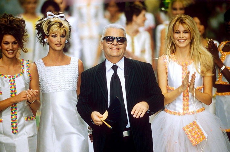 linda evangelista claudia schiffer cindy crawford Karl Lagerfeld