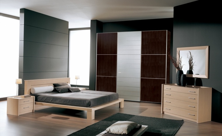 modernios šviesios medienos lovos harmonijos spintelės