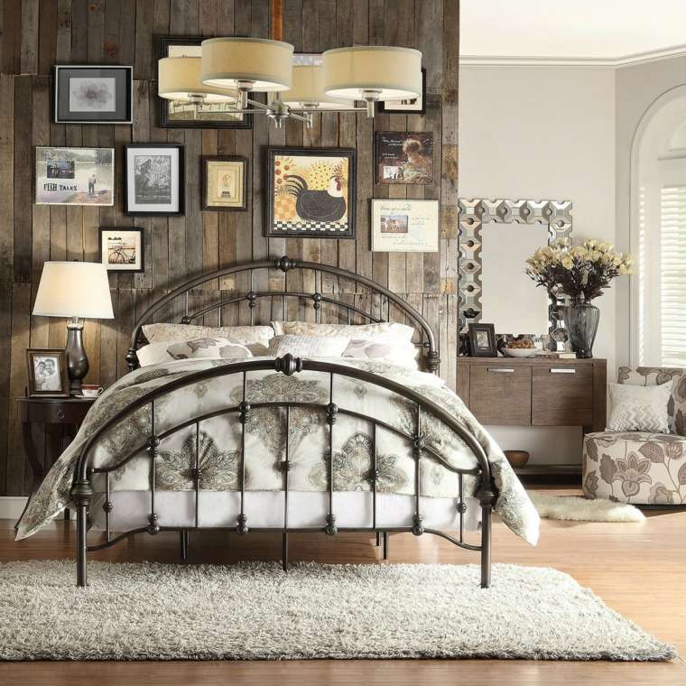 romantiškas senovinis geležinis miegamojo interjero dizainas