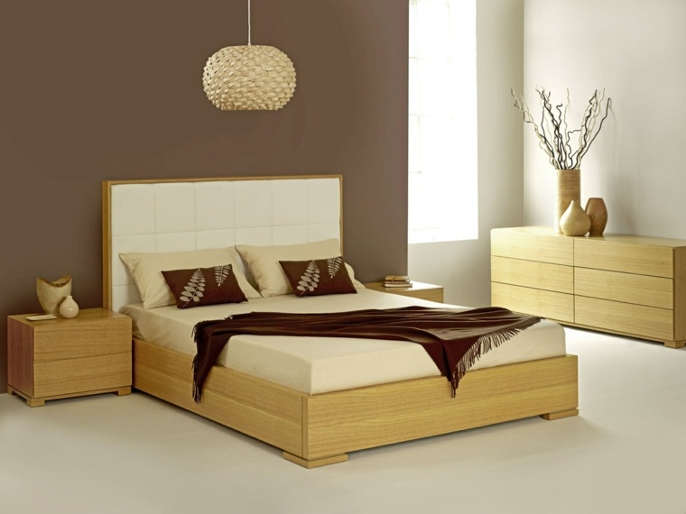 modern ágy meleg színekkel