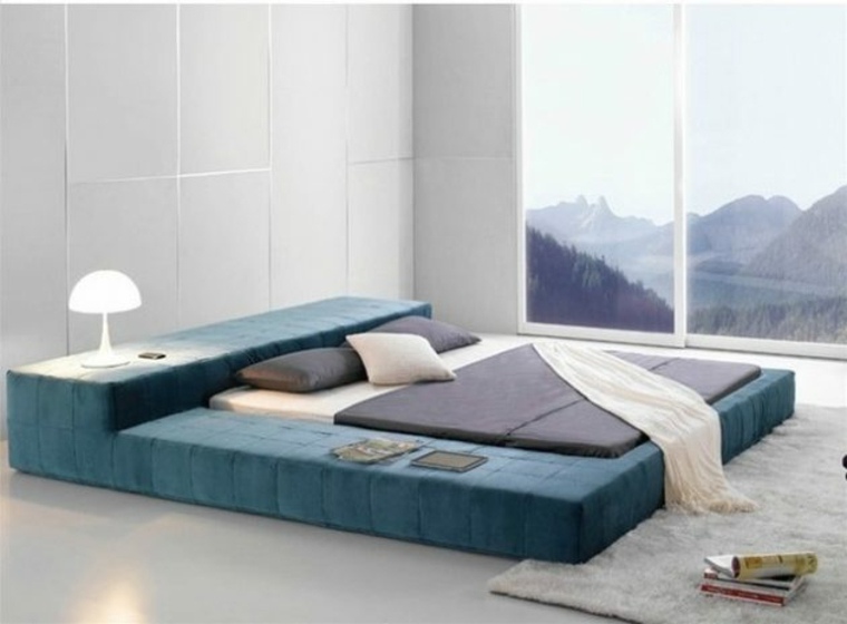 Šiuolaikinis lovos meno architektūros dizainas mėlynas