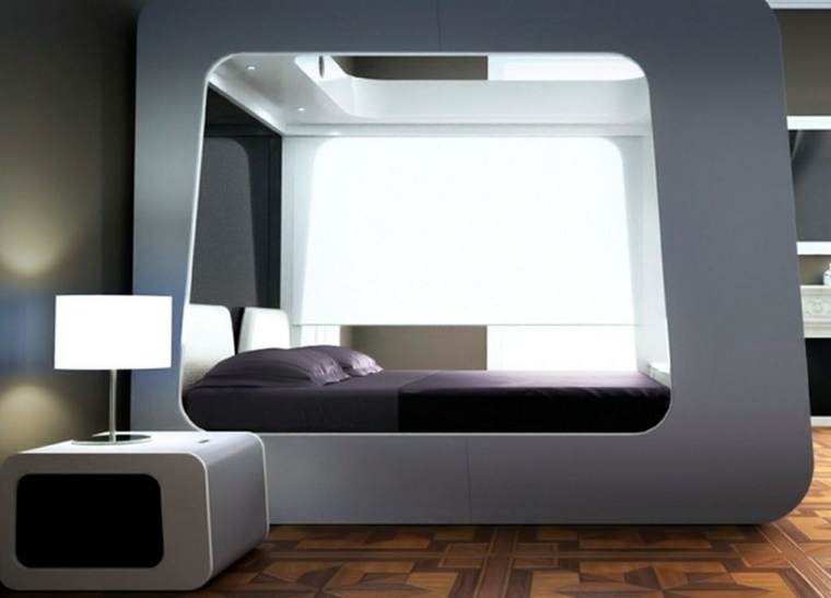 Futurisztikus hálószoba belsőépítészet