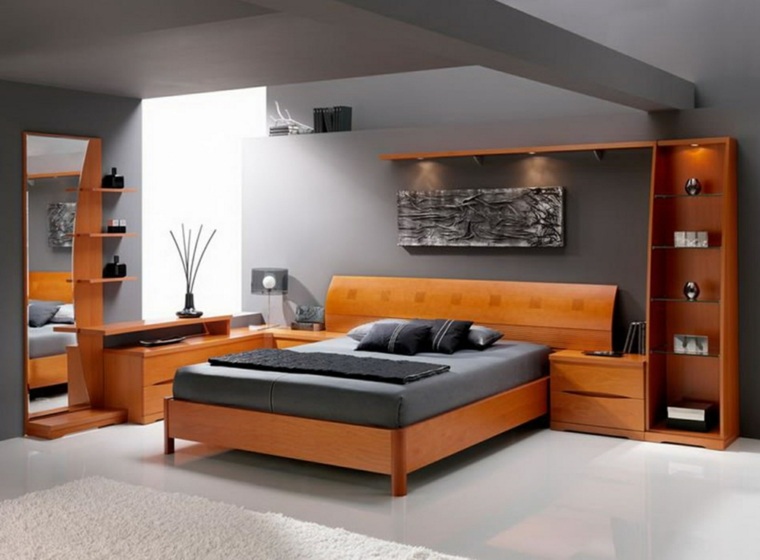 cuscini grigi del materasso di interior design della camera da letto