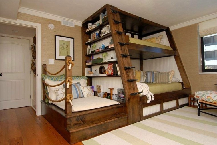 drveni krevet spavaće sobe ideje dizajn fotelja ukrašavanje zidnog dekora